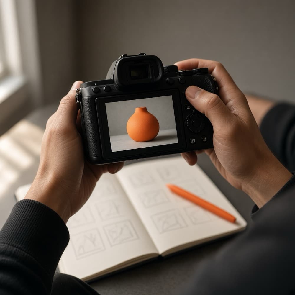 Planning content with a camera and storyboard