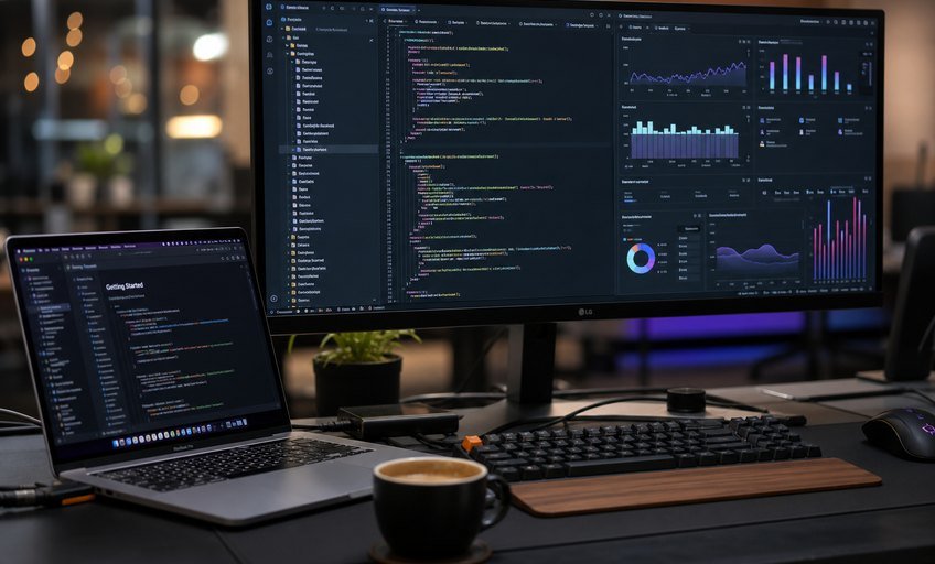 Accolite Digital developer workstation and dual monitors