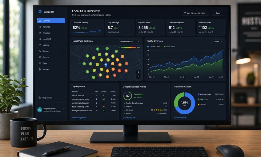 Accolite Digital SEO analytics dashboard on monitor