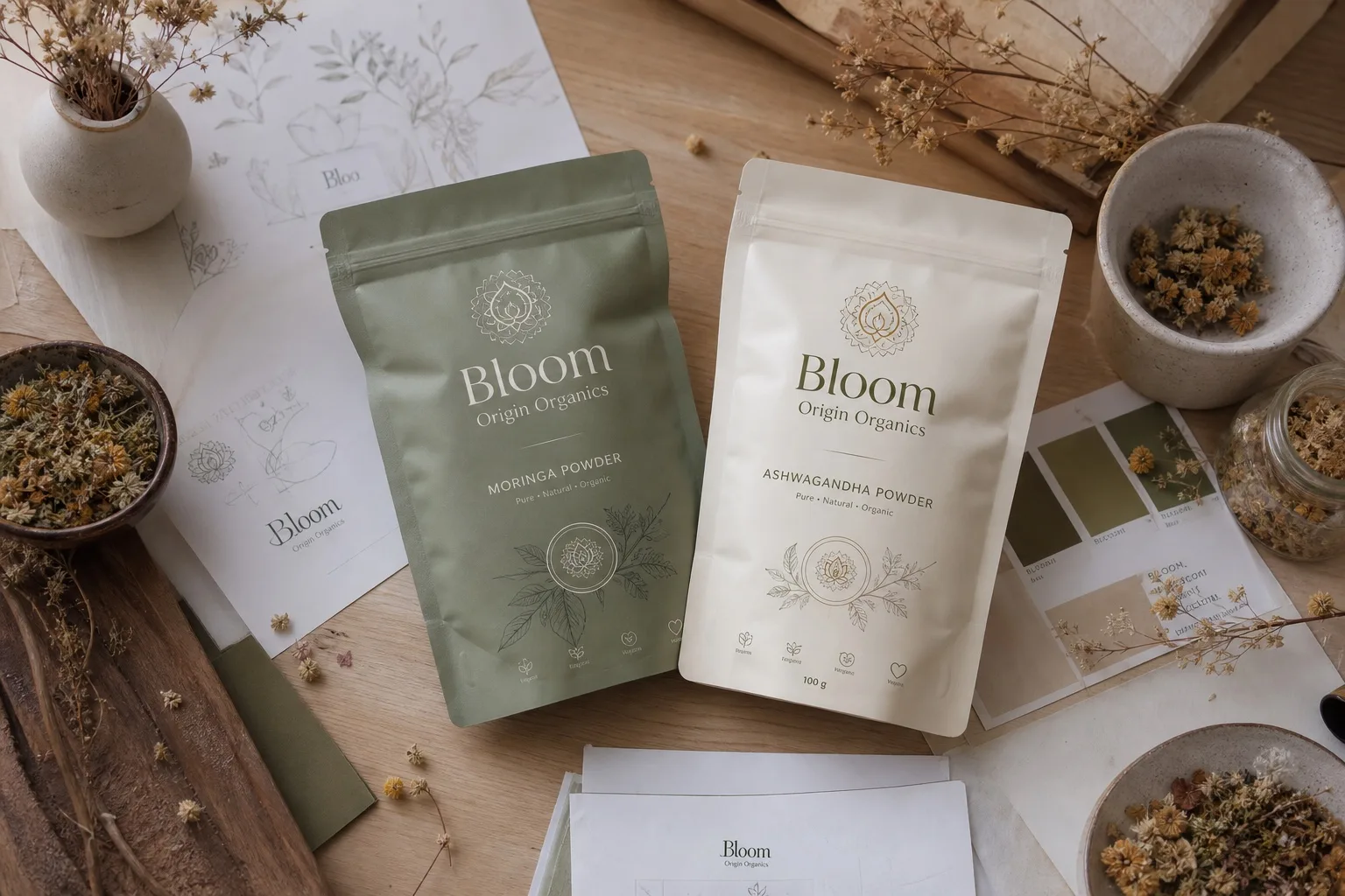 Bloom Origin Organics Package Design
