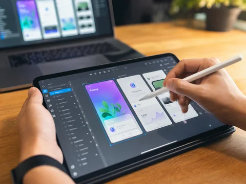 Vibrant 3D user-interface components such as buttons, toggles and cards for UI/UX design.